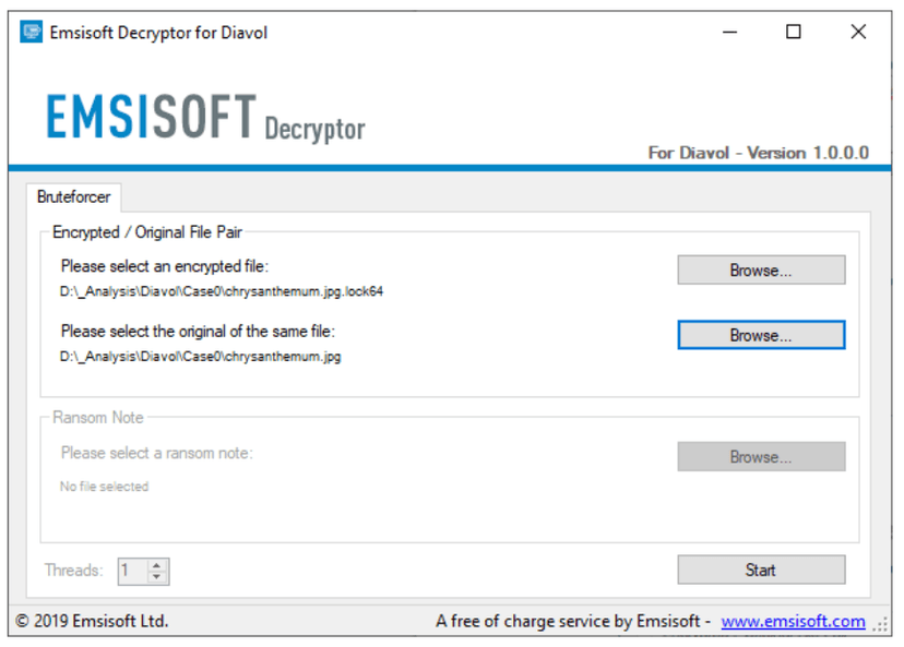 Emsisoft releases free decryptor for the victims of the Diavol ransomware