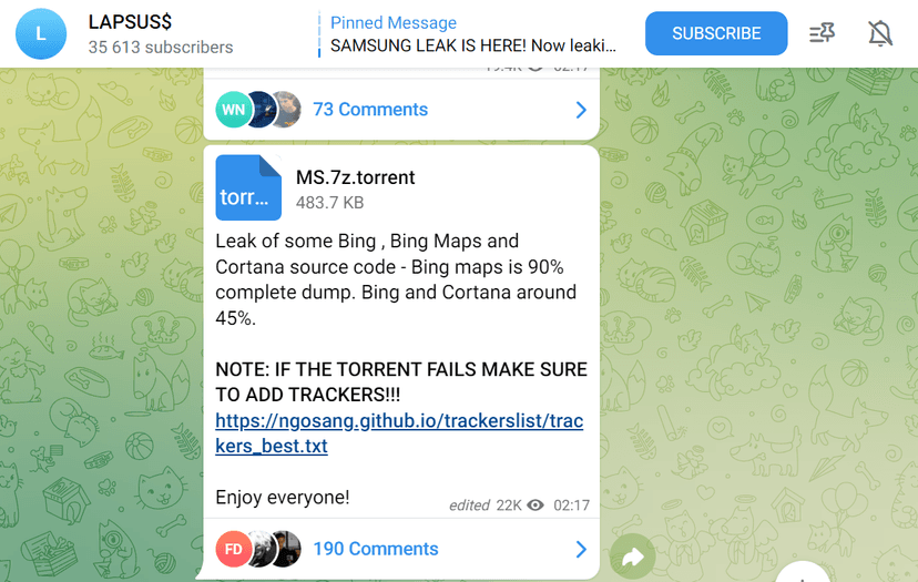 Lapsus$ extortion gang leaked the source code for some Microsoft projects