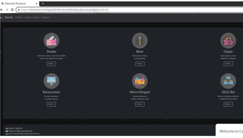 Eternity Project: You can pay $260 for a stealer and $490 for a ransomware