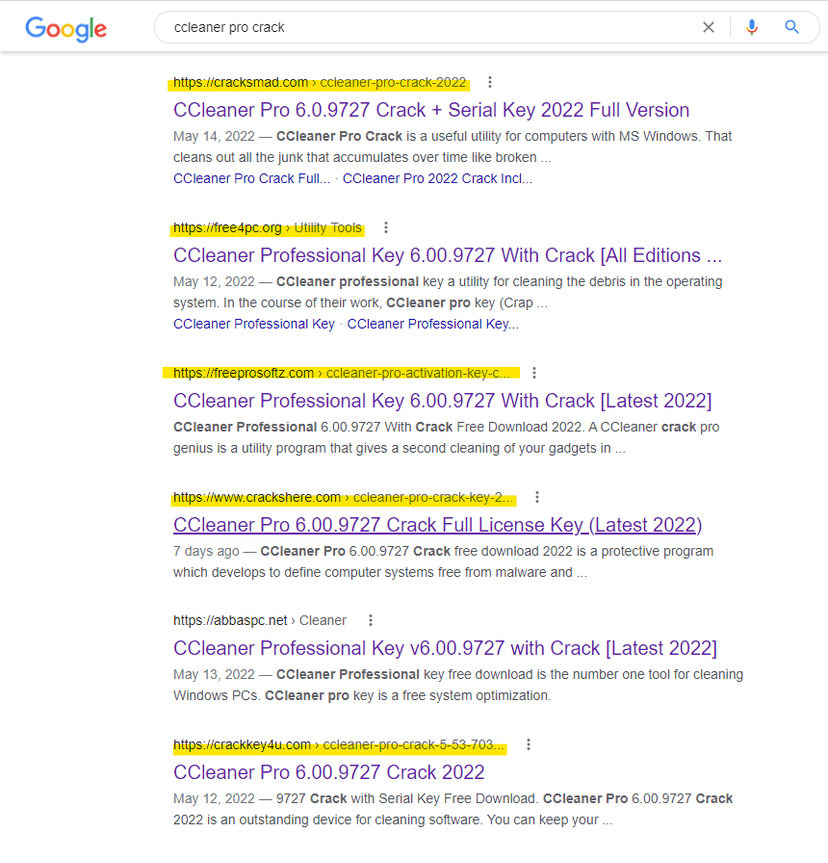 Tainted CCleaner Pro Cracker spreads via Black Seo campaign