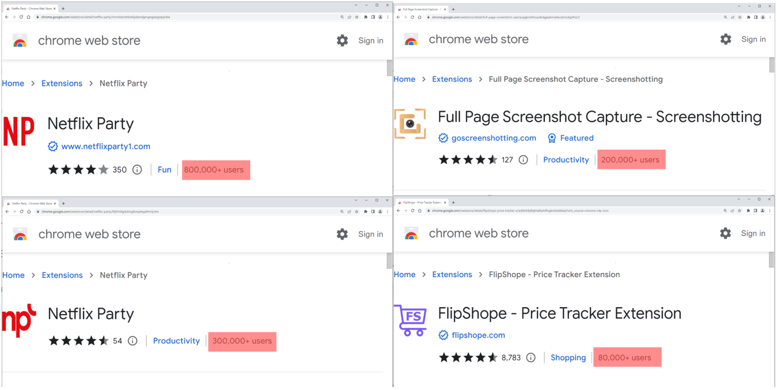 malicious Google Chrome extensions