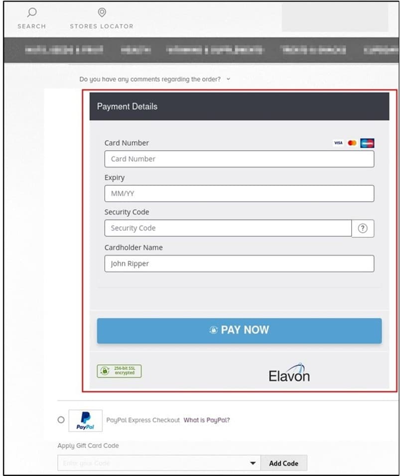 Magecart skimmer