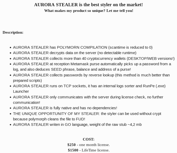 Aurora Stealer