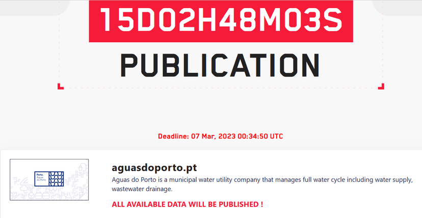 Lockbit ransomware gang hit the Portuguese municipal water utility Aguas do Porto