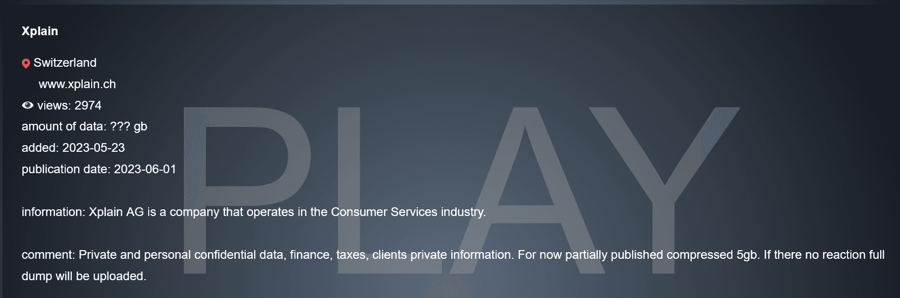 XPlay Fedpol Play ransomware