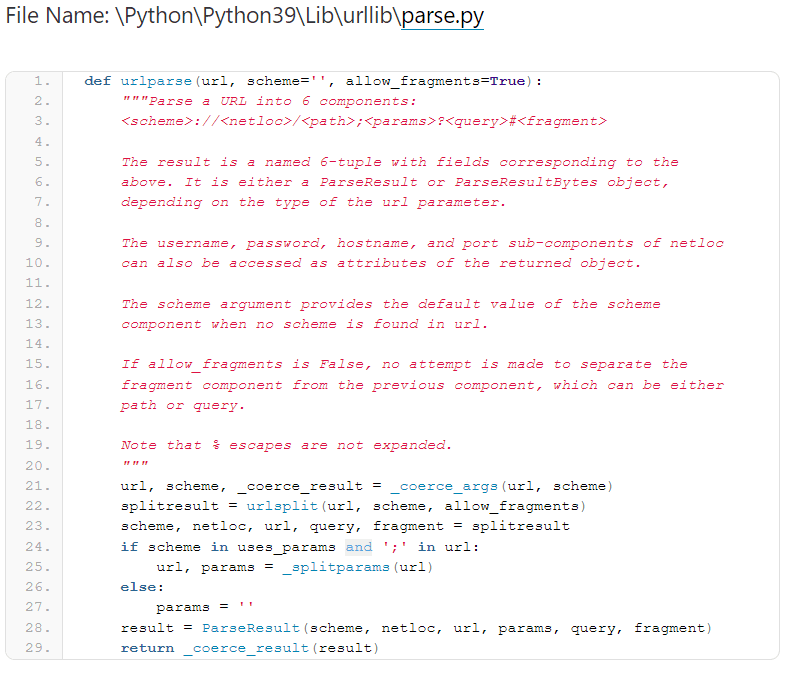 Python URL parsing function