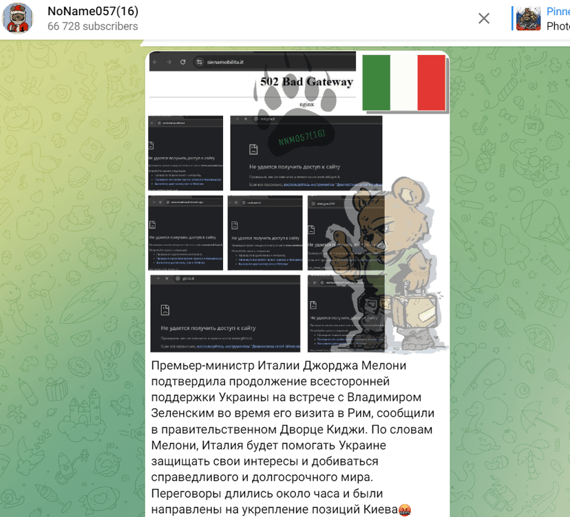 Pro-Russia hackers NoName057 targets Italy again after Zelensky’s visit to the country