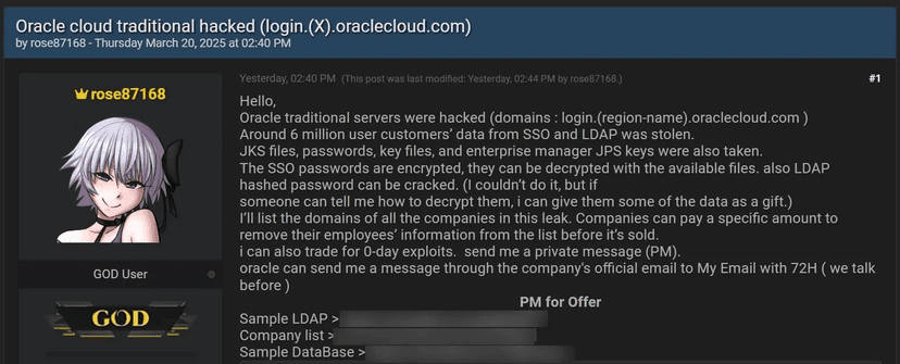Oracle privately notifies Cloud data breach to customers