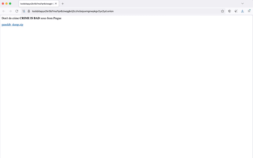 The LockBit ransomware site was breached, database dump was leaked online