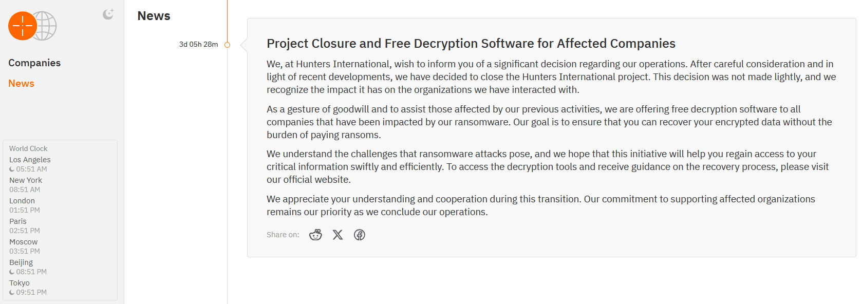 Hunters International ransomware