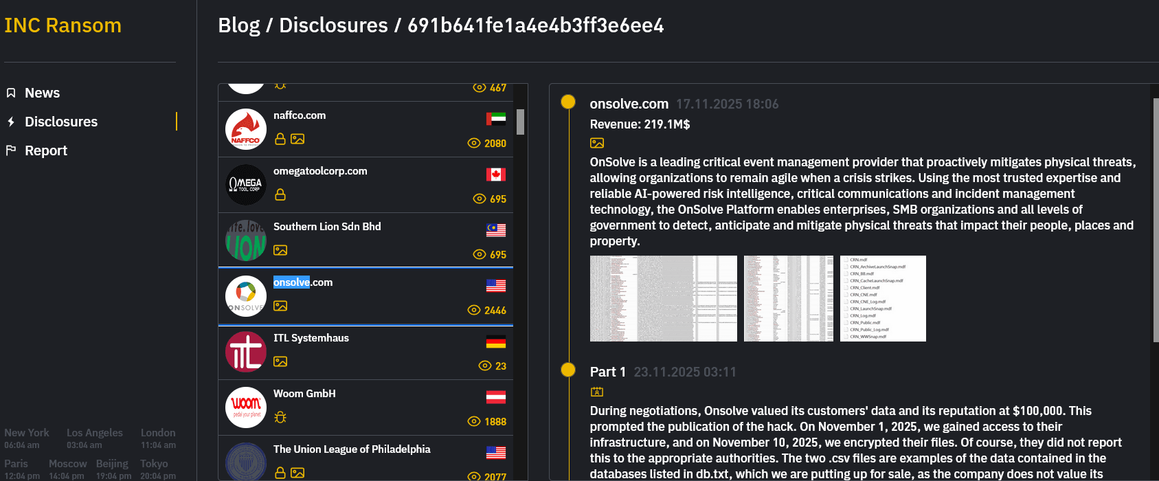 OnSolve CodeRED INC ransom