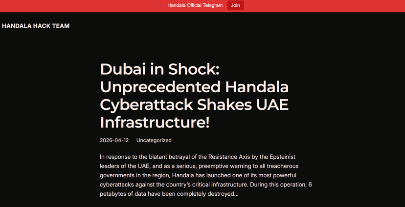 Iran-linked group Handala claims to have breached three major UAE organizations